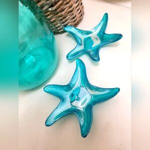 Blue Glass Starfish Soapdishes/Decor
